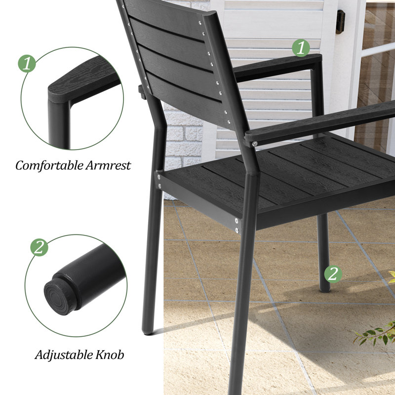 Cyanni 10 - Person Rectangular Outdoor Dining Set with Umbrella Hole, Black
