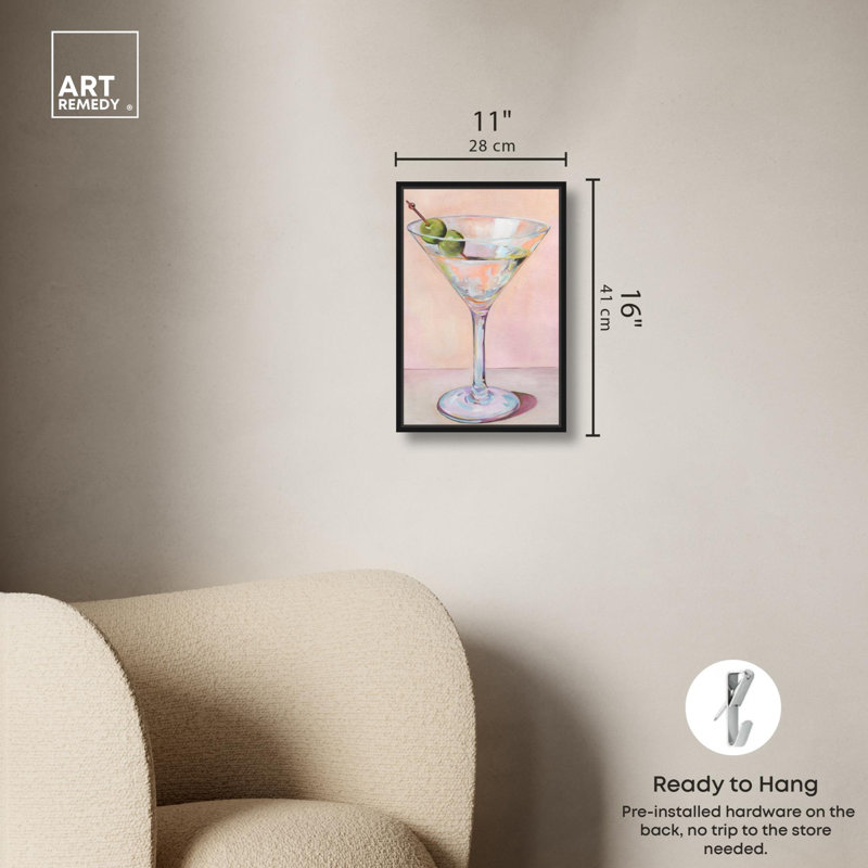 "Cocktail Time", impression côtière tendance par , H 16 po x l 11 po, Cadre flottant noir