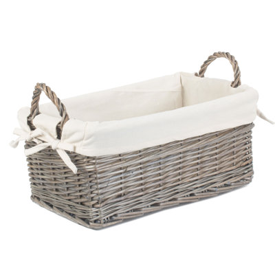 Shallow Lined Wicker Storage Basket