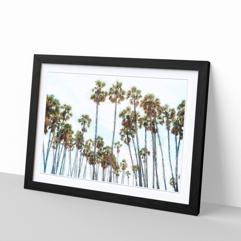 Palm Trees in Sri Lanka - Picture Frame Graphic Art Print, Black, 33cm H x 45cm W x 2cm D