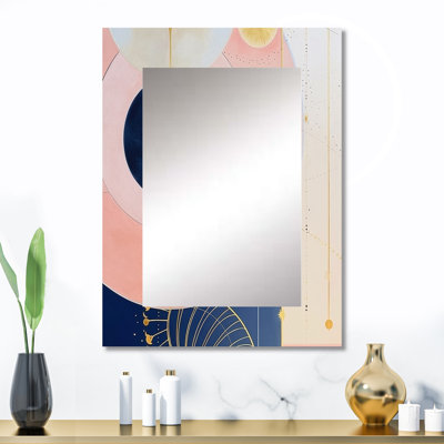 Cosmique naissance Radiance rétro pastel III - abstrait spirales murales uniques, miroir beige, art imprimé en métal