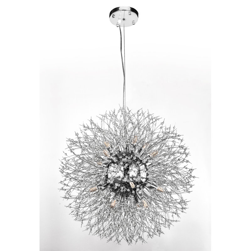 Perrion 16 - Light Dimmable Globe Chandelier, Chrome, 68" H x 32" W x 32" D