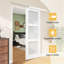 Porte de grange coulissante en verre manufacturé à panneau blanc préassemblé avec rail caché 3 lumières avec trousse de quincaillerie d'installation (fermeture en douceur incluse)-126116742-126116739-126116733