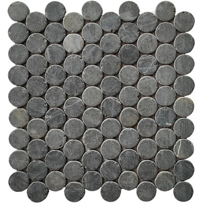 CNK Dark Grey Penny Round Marble Mosaic Tile
