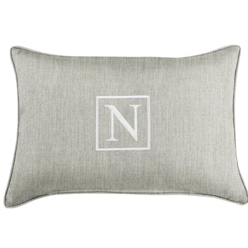 Kerrell Embroidered Sunbrella® Outdoor Throw Pillow, Granite Gray, N