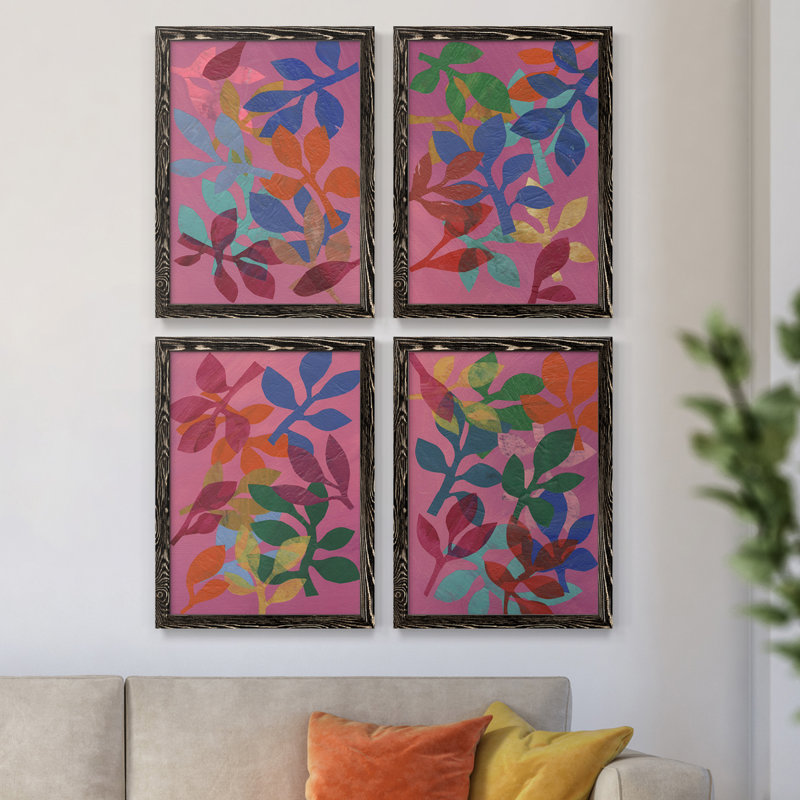 «Vivid Stems I», ensemble de 4 reproductions sur toiles encadrées, Noir, H 20 po x l 68 po x P 1,5 po
