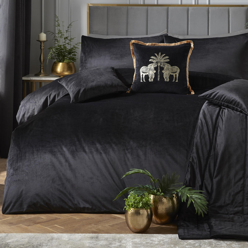 Montrose Duvet Cover Set, King Duvet Cover + 1 Standard Pillowcase, Black