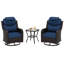 Ensemble de conversation de patio 3 pièces avec chaises berçantes pivotantes et table d'appoint - Mobilier de salon en osier-483996652