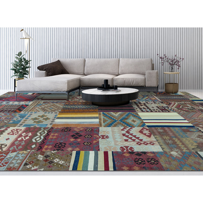 Wool Patchwork Area Rug