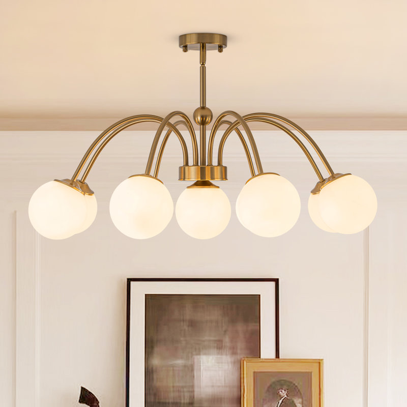 Lustre semi-encastré en verre de style Sputnik à bras arqué (9 lumières)