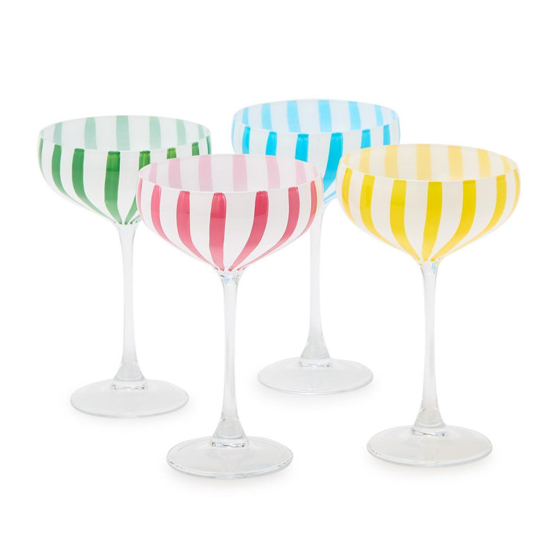 Ensemble de 4 verres à cocktail 12 oz en verre peint à la main Celebration H 7 po