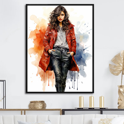 " Black Leather Fashion Woman "