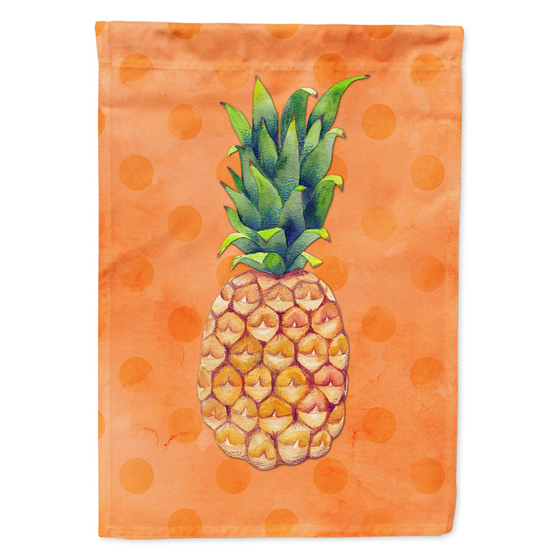 Polkadot à 2 côtés en polyester 15 x 11 po ananas drapeau de jardin, Orange
