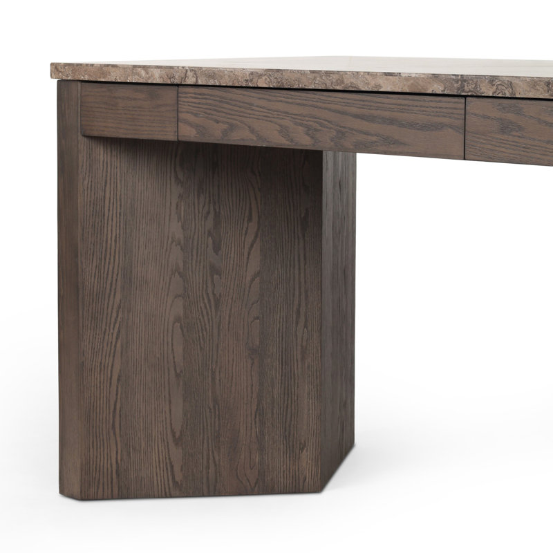 Lawson Writing Desk, Warm Grey Marble/Brown