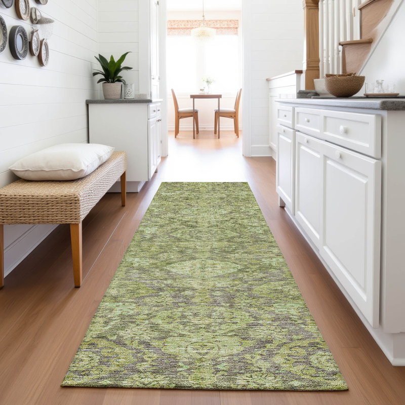 Premium Machine Washable Dahl AMF1084 Damask Rug, Runner 2'3" x 7'6"