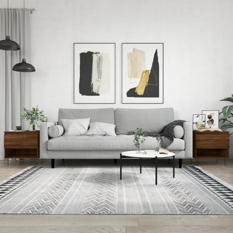 Four Leg Coffee Table with Storage, Brown Oak