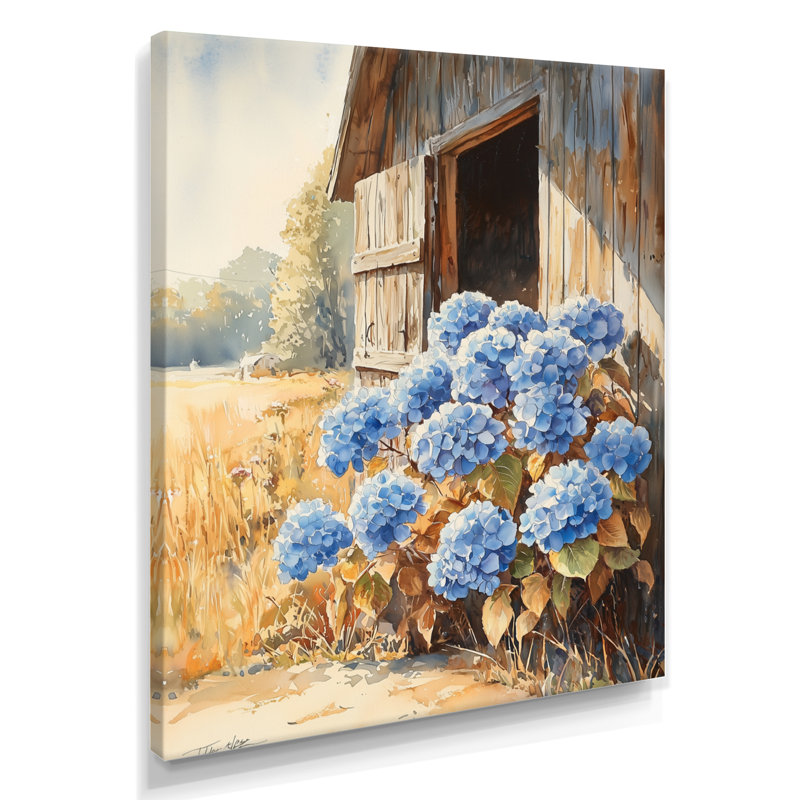 «Ashlie Hydrangeas By The Stable Door I - Hydrangea», art sur toile, H 44 po x l 34 po, Toile tendue, Ne s’applique pas