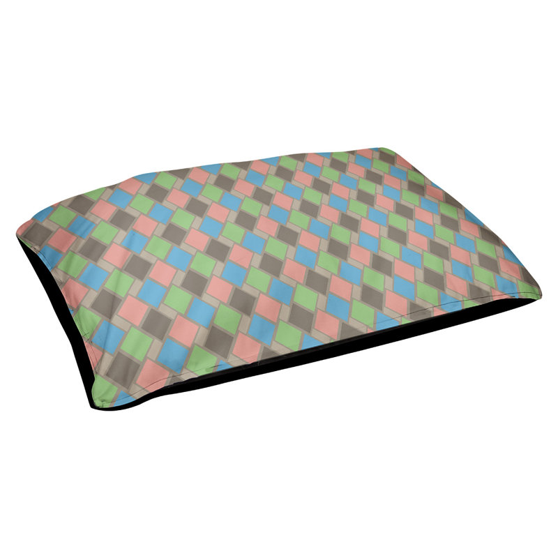 Coussin de diamants rétro Byrge, Moyen (L 29,5 po x P19,5 po x H 9,5 po), Brun / bleu sarcelle / corail