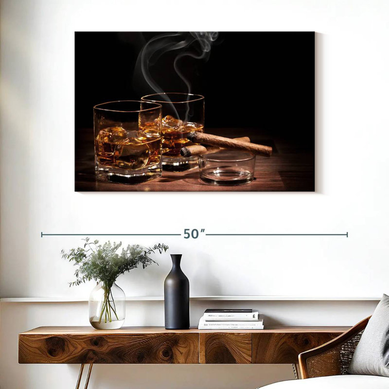 Yarlin Cigars With Whiskey, 26" H x 39" W