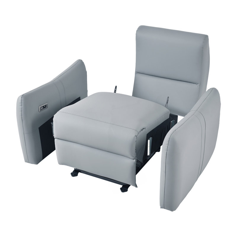 zero clearence recliner Power Recliner With USB And Type-C Charging, Blue Gray