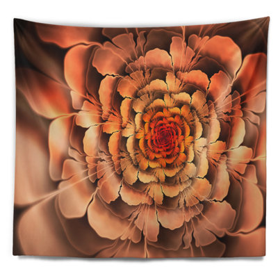 Tapisserie florale dense à motif de pétales bruns