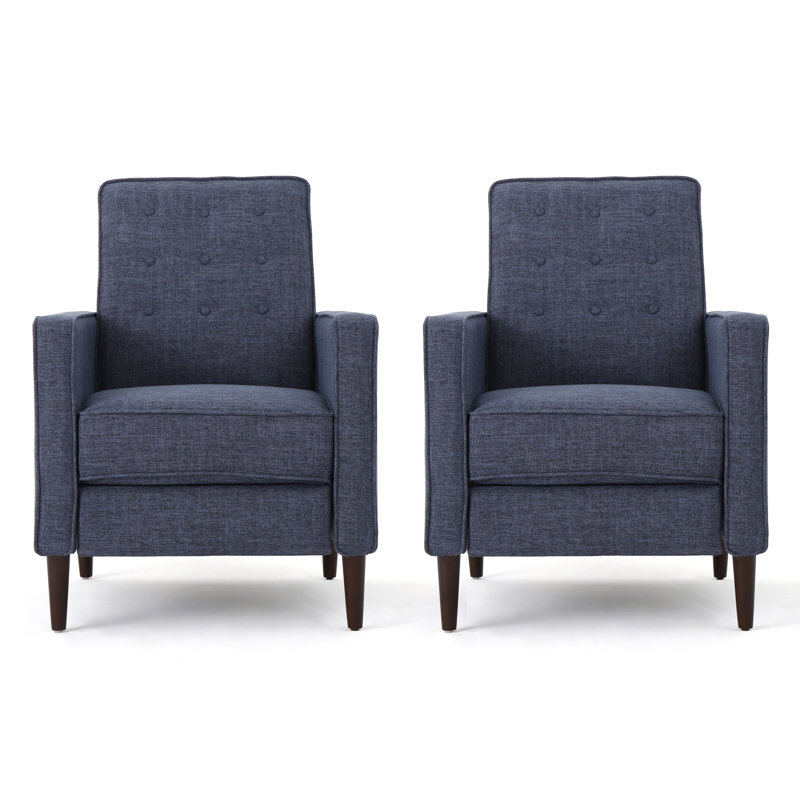 Upholstered Recliner, Dark Blue 100% Polyester