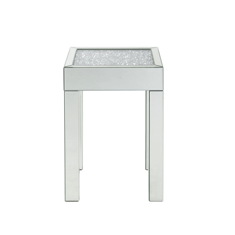 Table de bout miroitante en faux diamants