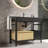 36" Bathroom Vanity with Sink, Metal Legs, Towel Rack, Drawer & Laundry Basket-122502074-122502077