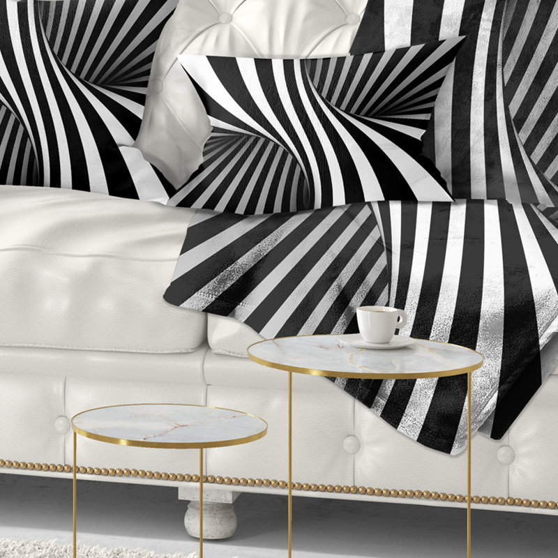 Spirale noire et blanche - coussin imprimé abstrait