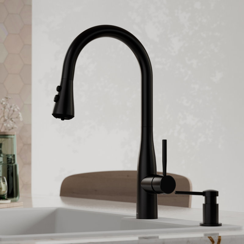 Robinet de cuisine rétractable avec pulvérisateurs interchangeables Karran, Noir mat