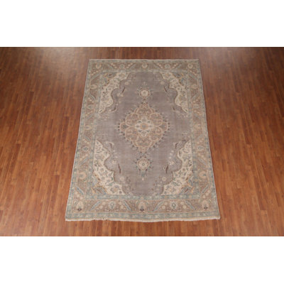 Vintage Gray Wool Traditional Area Rug 7x10
