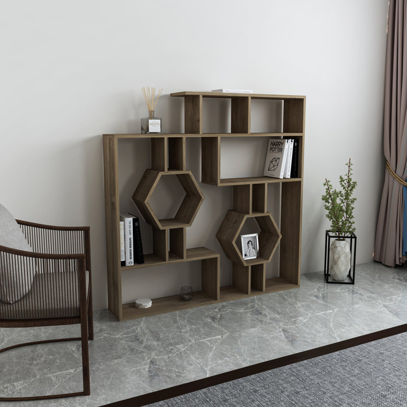 Swenson 134cm H x 134cm W Bookcase, Walnut