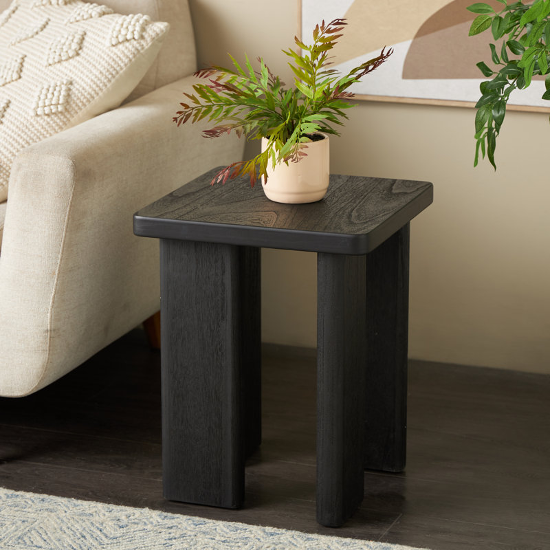 Cole And Grey Wood Handmade Side End Accent Table With Square Tabletop