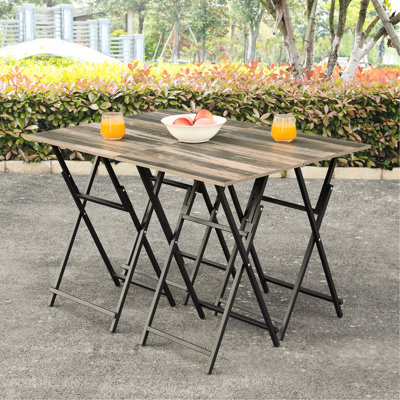 Tables pliantes sans assemblage, brun rustique avec support pour salon restreint, collation de 4, espaces confinés