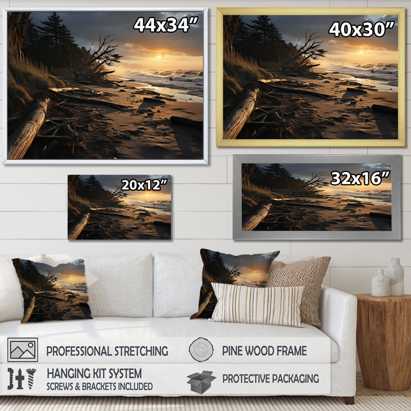 Amanoa Beachside Harmony sur toile, Cadre photo noir, H 24 po x l 32 po x P 1 po