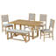 Ensemble de 6 tables de salle à manger 6 pièces pour table de cuisine en bois de 6 po et 4 chaises avec base en tréteaux-130154977-130154978-130154975