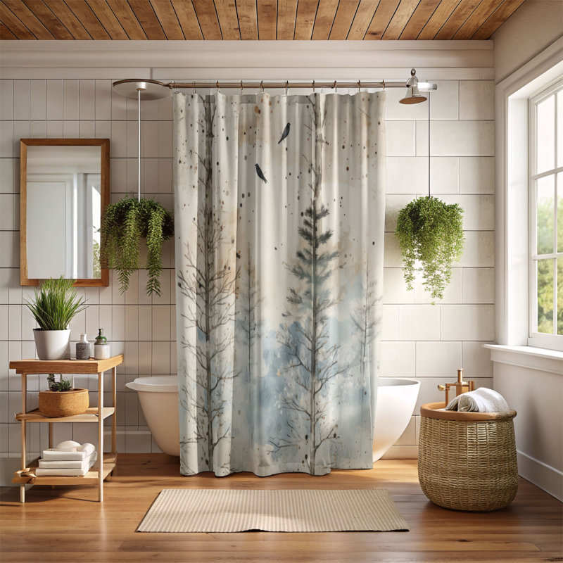Frosted Trees - Premium Shower Curtain, 74"H x 71"W
