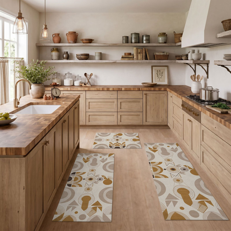 Tapis de cuisine géométriques abstraits et lavables antidérapants