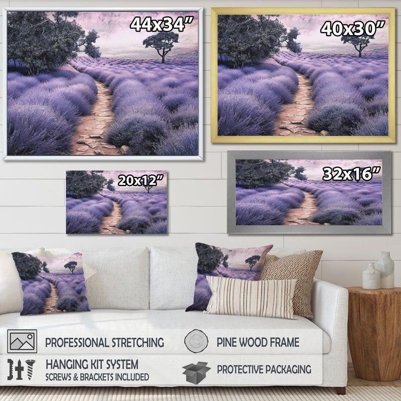 «Calming Lavender Hues II», reproduction sur toile, H 12 po x l 20 po x P 1 po, Cadre photo noir