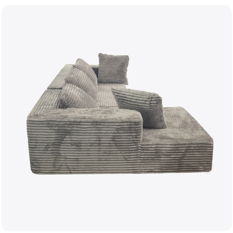 Canapé modulaire gris avec méridienne American Style
