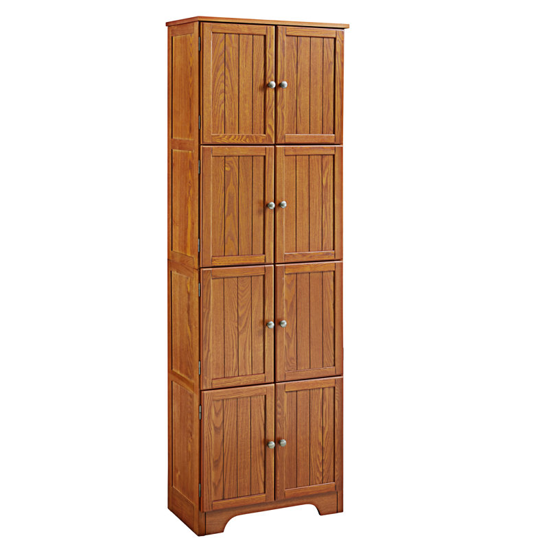 72.4" Tall Storage Cabinet Tall Storage Cabinet With 8 Doors And 4 Shelves, Oak