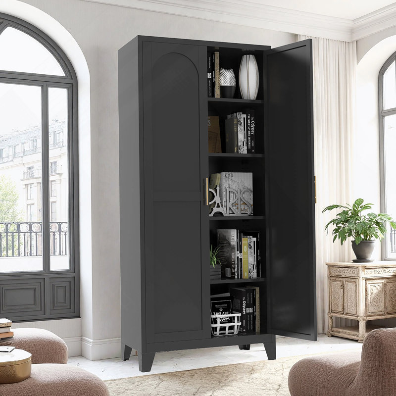 Armoire de rangement polyvalente avec portes et tablettes réglables, idéale pour organiser les espaces de la maison ou du bureau, convenant à divers environnements