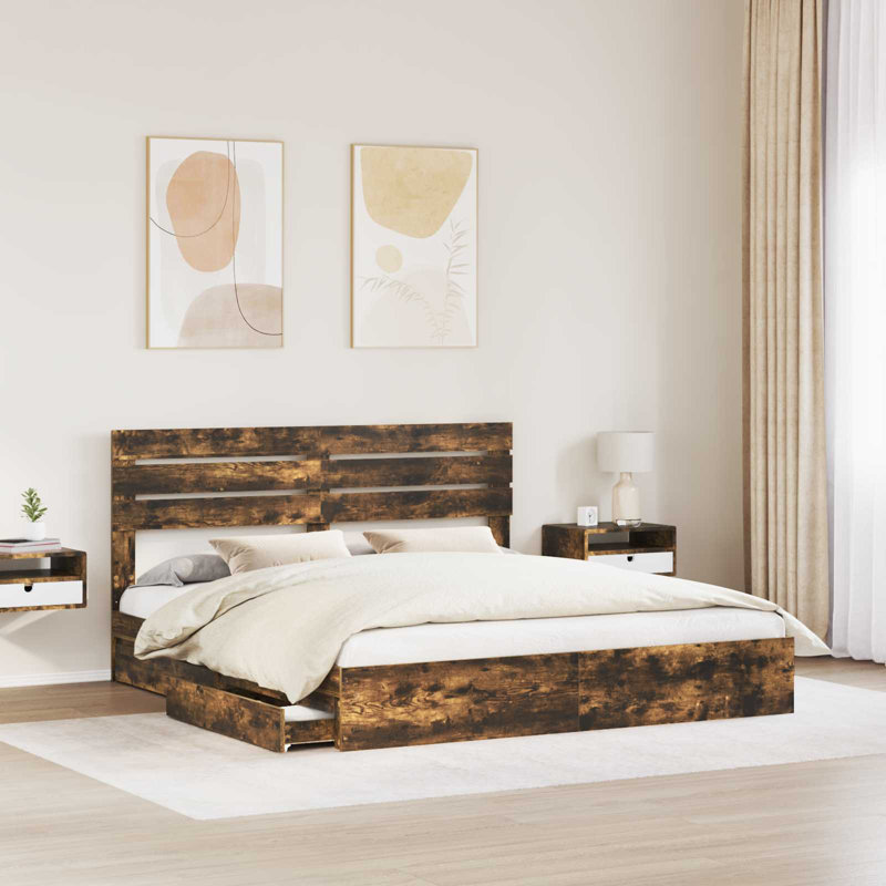 Bed Frame, Super King (6'), Smoked Oak