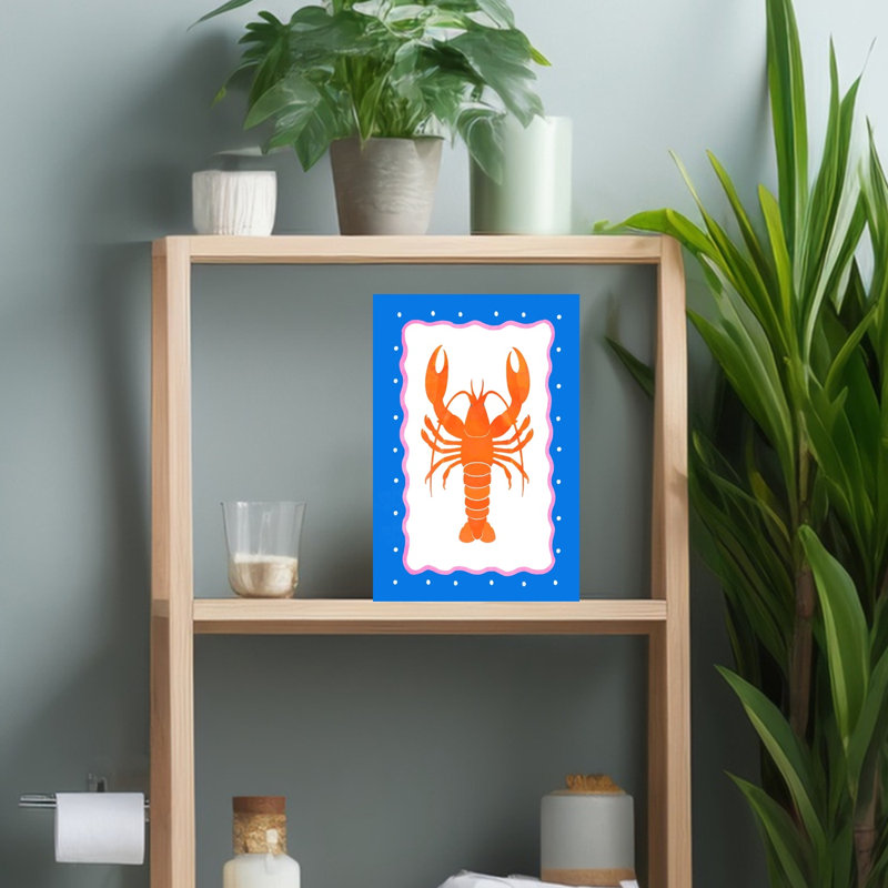 Homard, art mural contemporain, H 18 po x l 12 po