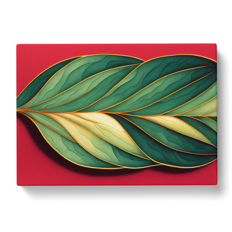 Unique Leaf - Wrapped Canvas Painting, 35cm H x 50cm W x 3cm D