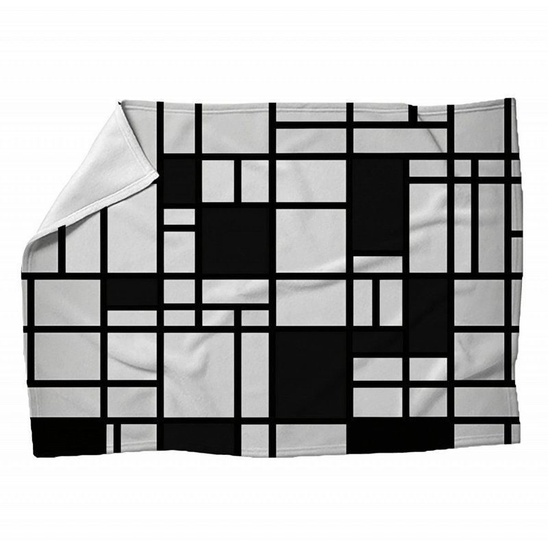 Machine Printed Throw Blanket, 60" L x 50" W, Plaid, Black/White