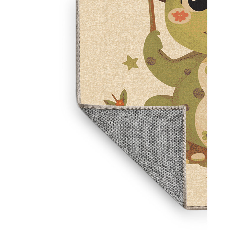 Tapis abstrait moderne et contemporain Balbo Halloween lavable à la machine - reliure beige, 5 x 8