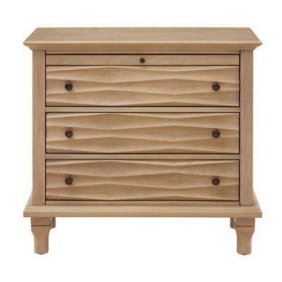 Wood Nightstand with Charging Station, 3 Drawers Bedside Table with USB, Type-C & AC Outlets