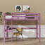 Lit mezzanine simple en bois d'hévéa avec barrière de sécurité, bureau intégré et échelle-601765255