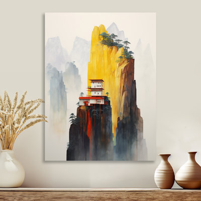 Pagode asiatique sur le Precipice - Paysage de montagnes, art mural